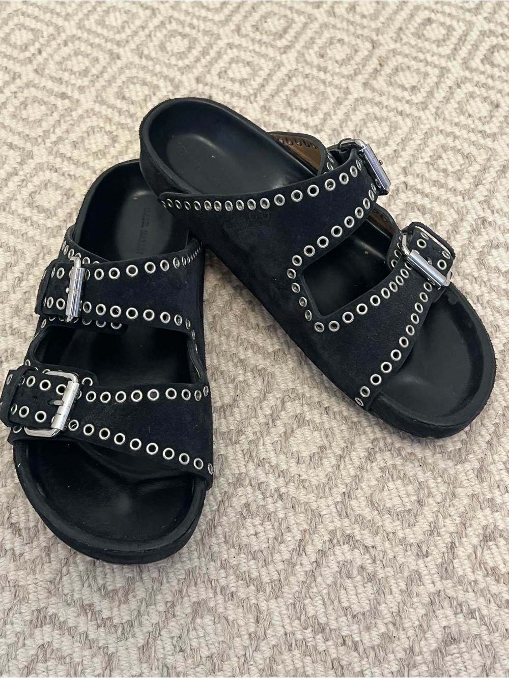 Isabel Marant Lennyo Black Suede Studded Sandals 37 7